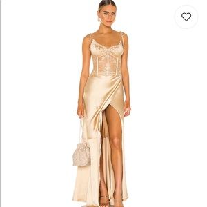 V. Chapman Gold Satin Dress